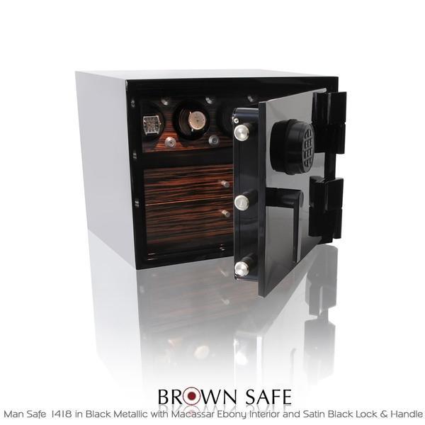 Luxusní trezor Man Safe 1418 Black/Macassar Ebony Trim, Watchwinder