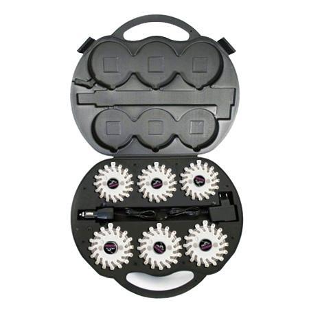 SET Výstražné světlo LED Power Flash 306B v profi kufru s nabíjecím příslušenstvím, bílé